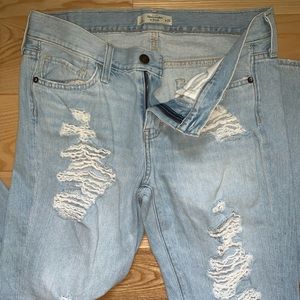 Abercrombie Light Wash Distressed Mom Jeans